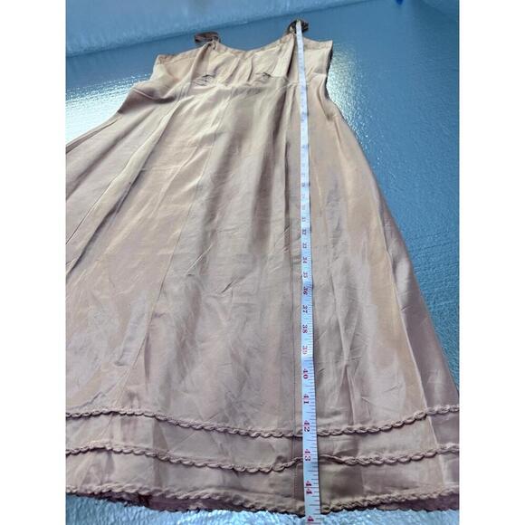 Sears Charmode Light Bronze Spaghetti Straps V Neck Satin Fabric Slip/ Dress 16 - Picture 8 of 8